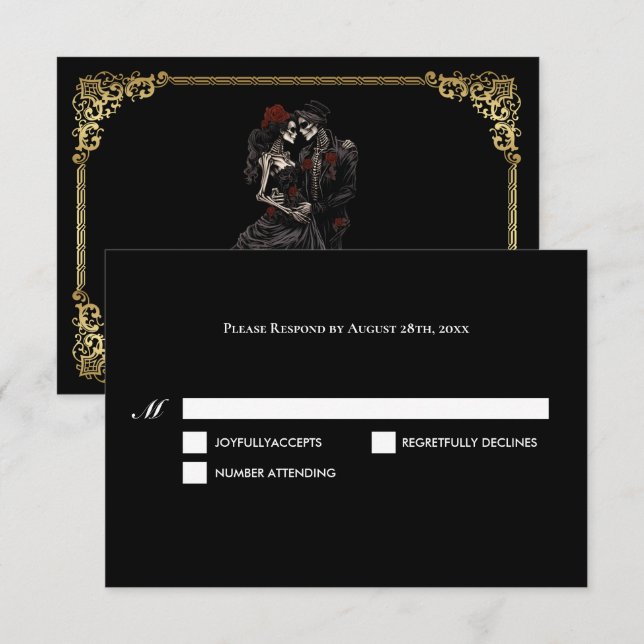 Dark Gothic Halloween Wedding RSVP Card (Front/Back)