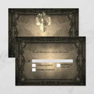Dark Gothic Halloween Wedding RSVP Card