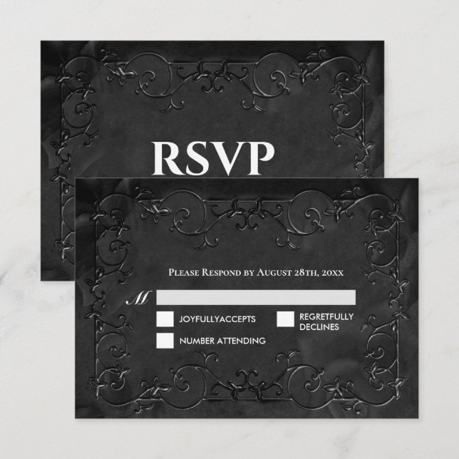 Dark Gothic Halloween Wedding RSVP Card (Front/Back)