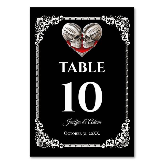 Dark Gothic Halloween Wedding Table number (Front)