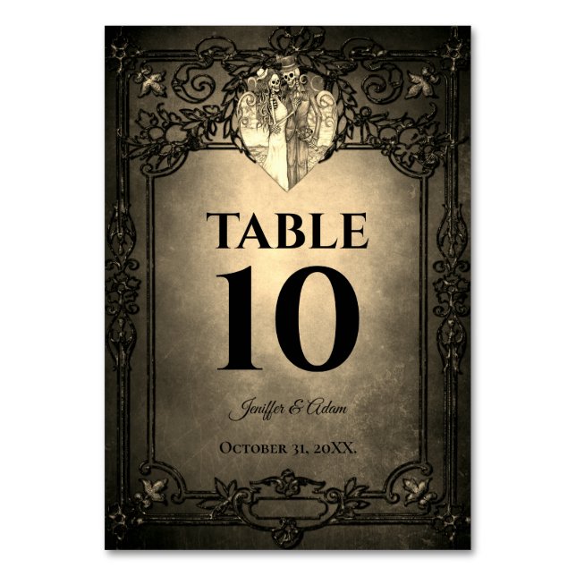 Dark Gothic Halloween Wedding Table Number (Front)
