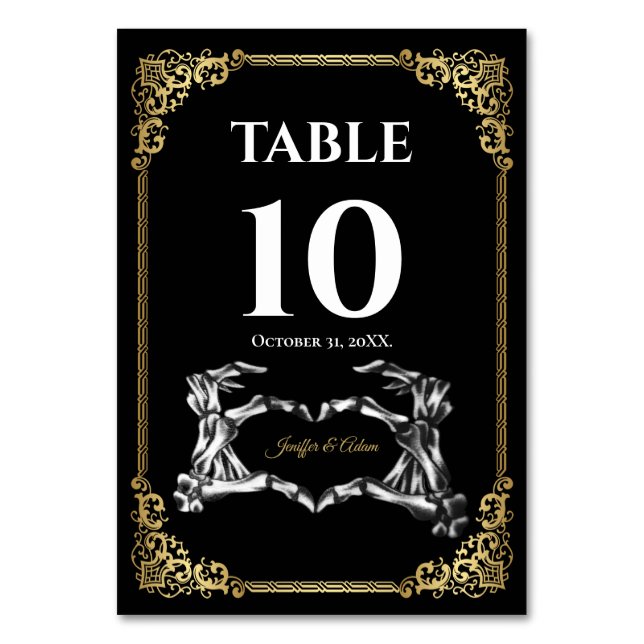 Dark Gothic Halloween Wedding Table number (Front)