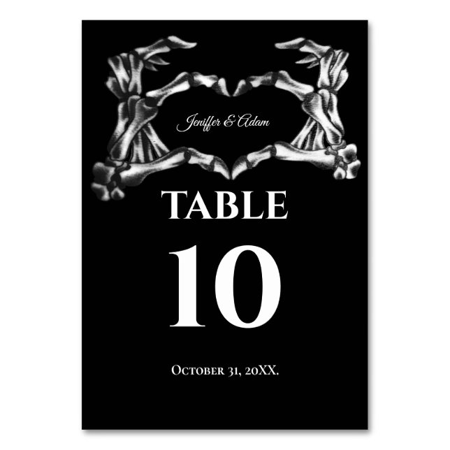Dark Gothic Halloween Wedding Table number (Front)