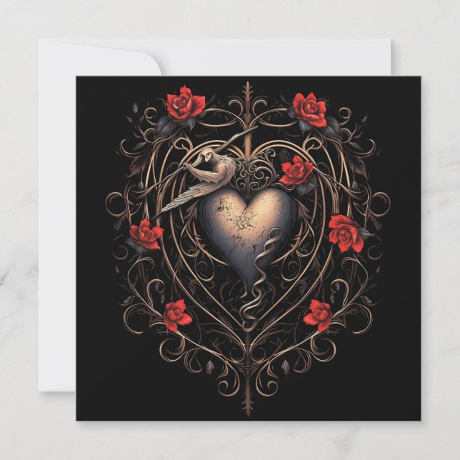 Dark Gothic Heart Valentines Day Holiday Card (Front)