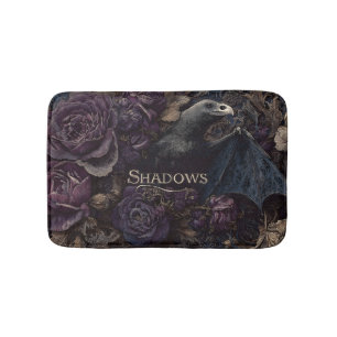 Dark Gothic Illustration of Bird-Bat Creature Bath Mat