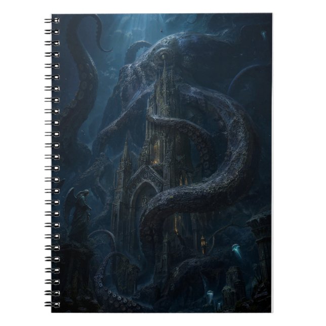 Dark Gothic Kraken Sea Monster Art Print Notebook (Front)