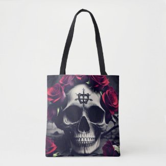 Dark Gothic Macaber Rose Skull