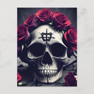 Dark Gothic Macabre Rose Skull Poster