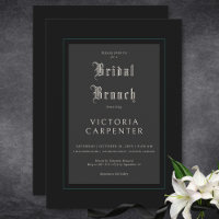 Dark Gothic Minimal Black & Teal Bridal Brunch