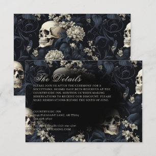 Dark Gothic Moody Skulls & Flowers Wedding Enclosure Card