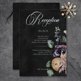 Dark Gothic Mysterious Muted Floral Reception Enclosure Card