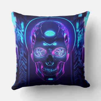 Dark Gothic Neon Cyber Skull