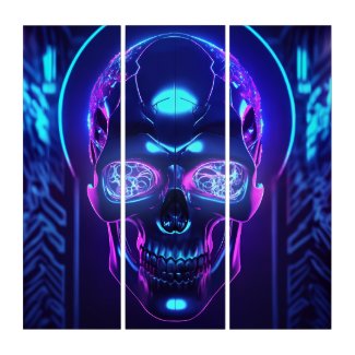 Dark Gothic Neon Cyber Skull