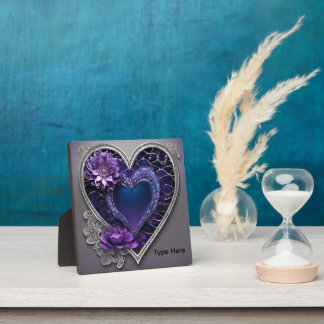 Dark Gothic Purple Floral Heart Lace Plaque