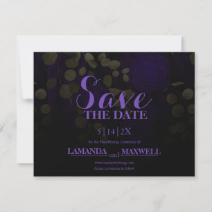 Dark Gothic Purple Floral Wedding Save The Date