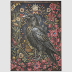 Dark Gothic Raven Floral Abstract Art  Tissue Paper