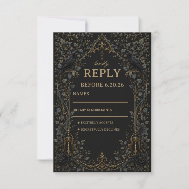 Dark Gothic Raven RSVP Card (Front)
