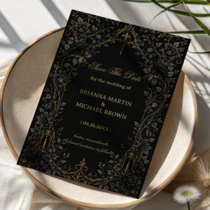 Dark Gothic Raven Save The Date
