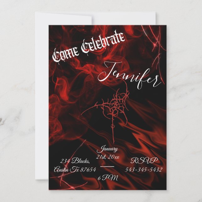 Dark Gothic Red black smoke party  alternative Invitation (Front)