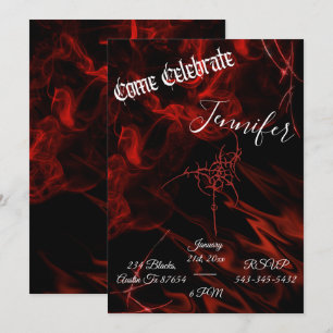 Dark Gothic Red black smoke party  alternative Invitation