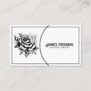 Dark Gothic Rose Black and White Tattoo Artist Business Card