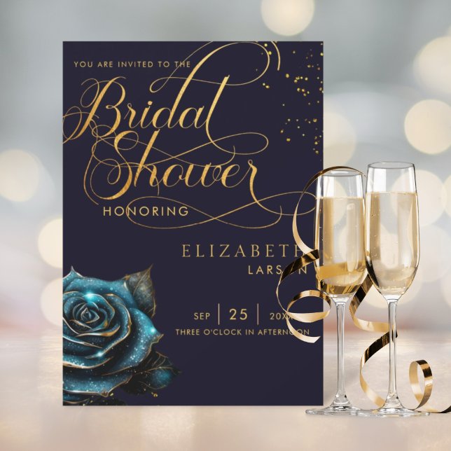 Dark Gothic Rose Glitter Bridal Shower Invitation (Creator Uploaded)