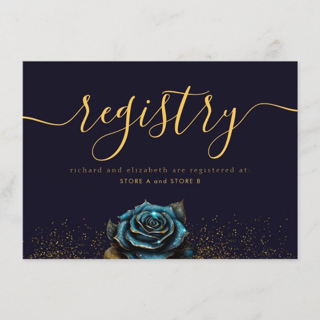 Dark Gothic Rose Glitter Enclosure Card (Front)