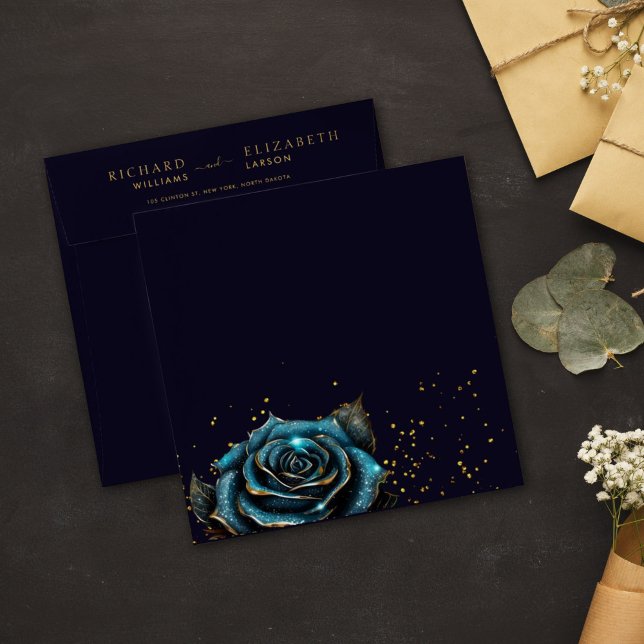 Dark Gothic Rose Glitter Wedding Envelope (Creator Uploaded)