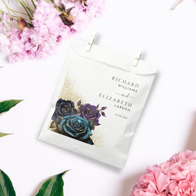 Dark Gothic Rose Glitter Wedding Favour Bags (Creator Uploaded)