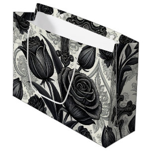 Dark Gothic Rose Pattern (2) Large Gift Bag