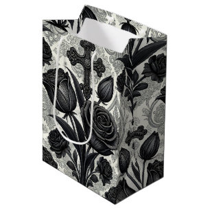 Dark Gothic Rose Pattern (2) Medium Gift Bag