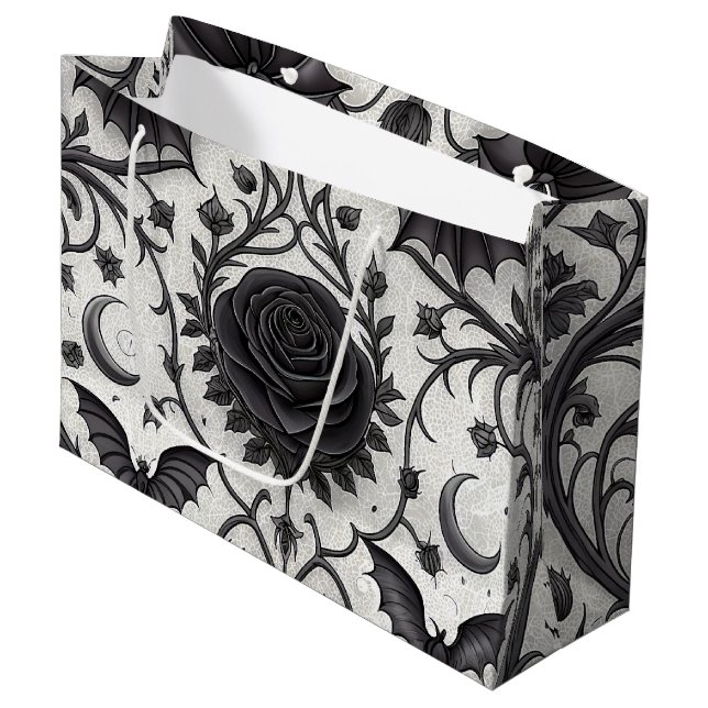 Dark Gothic Rose Pattern (3) Large Gift Bag (Front Angled)