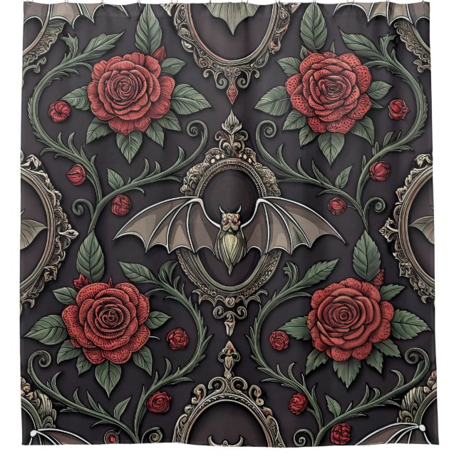 Dark Gothic Rose Pattern (4) Shower Curtain (Front)
