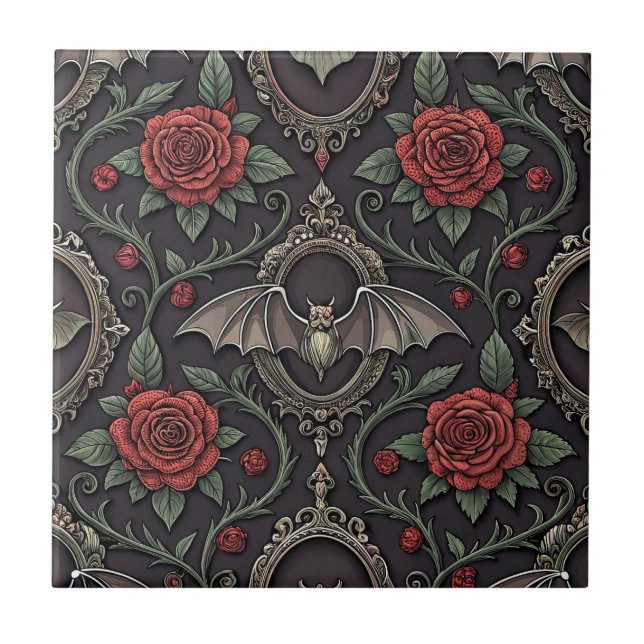 Dark Gothic Rose Pattern (4) Tile (Front)