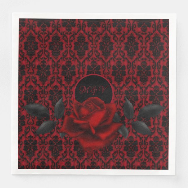 Dark Gothic Rose Wedding Napkin (Front)