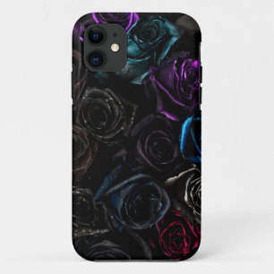 Dark Gothic Roses Velvet Floral Texture Pattern iPhone 11 Case