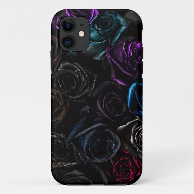 Dark Gothic Roses Velvet Floral Texture Pattern Case-Mate iPhone Case (Back)