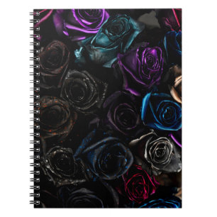 Dark Gothic Roses Velvet Floral Texture Pattern Notebook