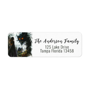 Dark Gothic Shadow Figure Halloween Return Address