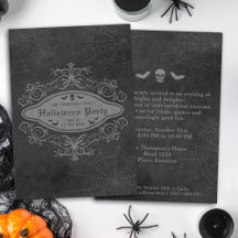 Dark Gothic Skull And Bats Ornate Halloween Party