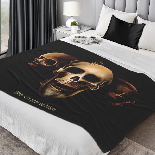 Dark Gothic Skulls Human Black Trio Creature Fleece Blanket (Creator Uploaded)