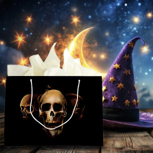 Dark Gothic Skulls Human Black Trio Creature Large Gift Bag