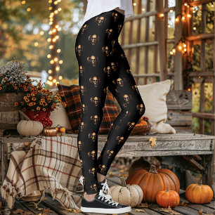 Dark Gothic Skulls Human Black Trio Creature Leggings