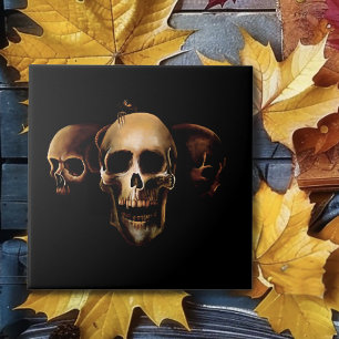 Dark Gothic Skulls Human Black Trio Creature Tile