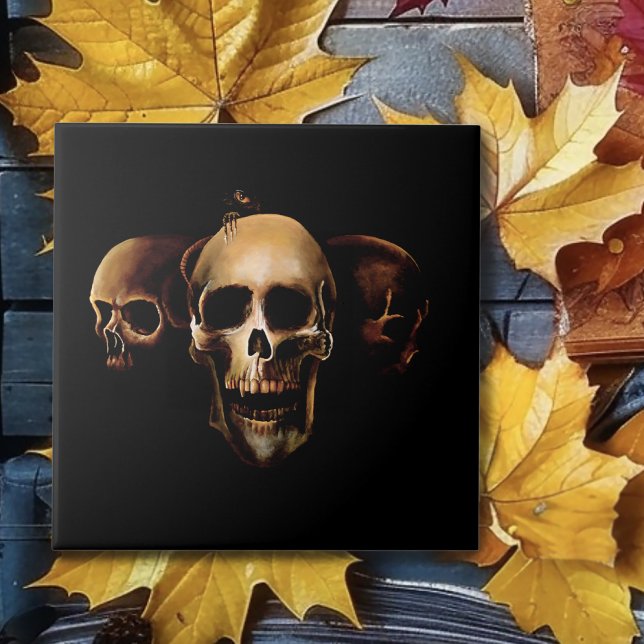 Dark Gothic Skulls Human Black Trio Creature Tile (Creator Uploaded)