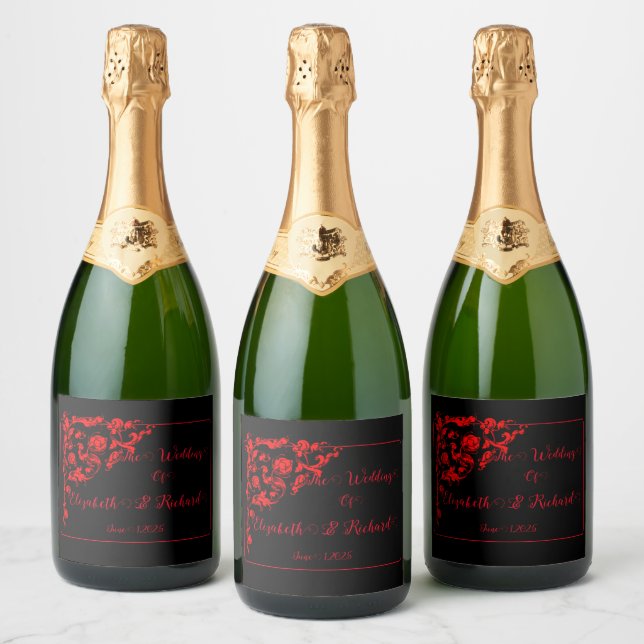 Dark Gothic Wedding Sparkling Wine Label (Bottles)