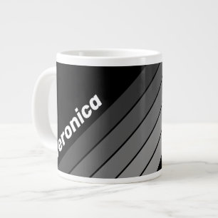 Dark Gradient Rainbow with Name Large Coffee Mug