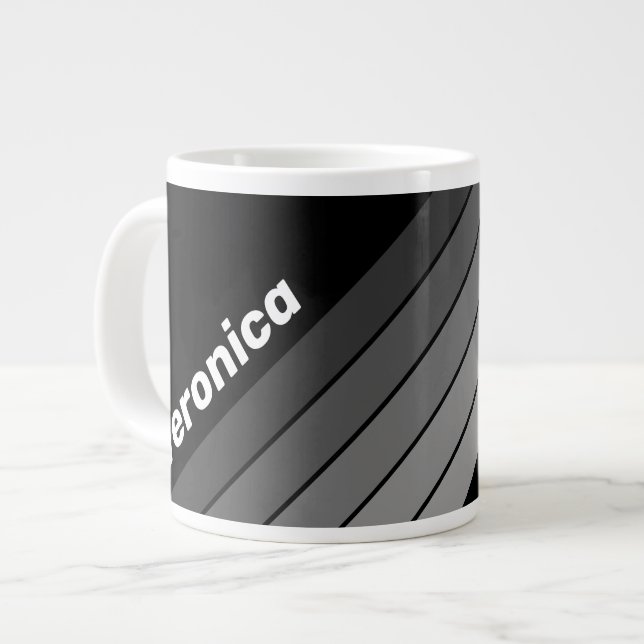 Dark Gradient Rainbow with Name Large Coffee Mug (Front Left)