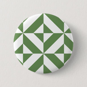 Dark Grass Green Geometric Deco Cube Pattern 6 Cm Round Badge