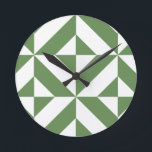 Dark Grass Green Geometric Deco Cube Pattern Round Clock<br><div class="desc">This abstract,  geometric cubed pattern will add vibrance and classic flair to any home or office decor. Always ready for you to personalize with your name and/or your loved one's name,  as well.</div>